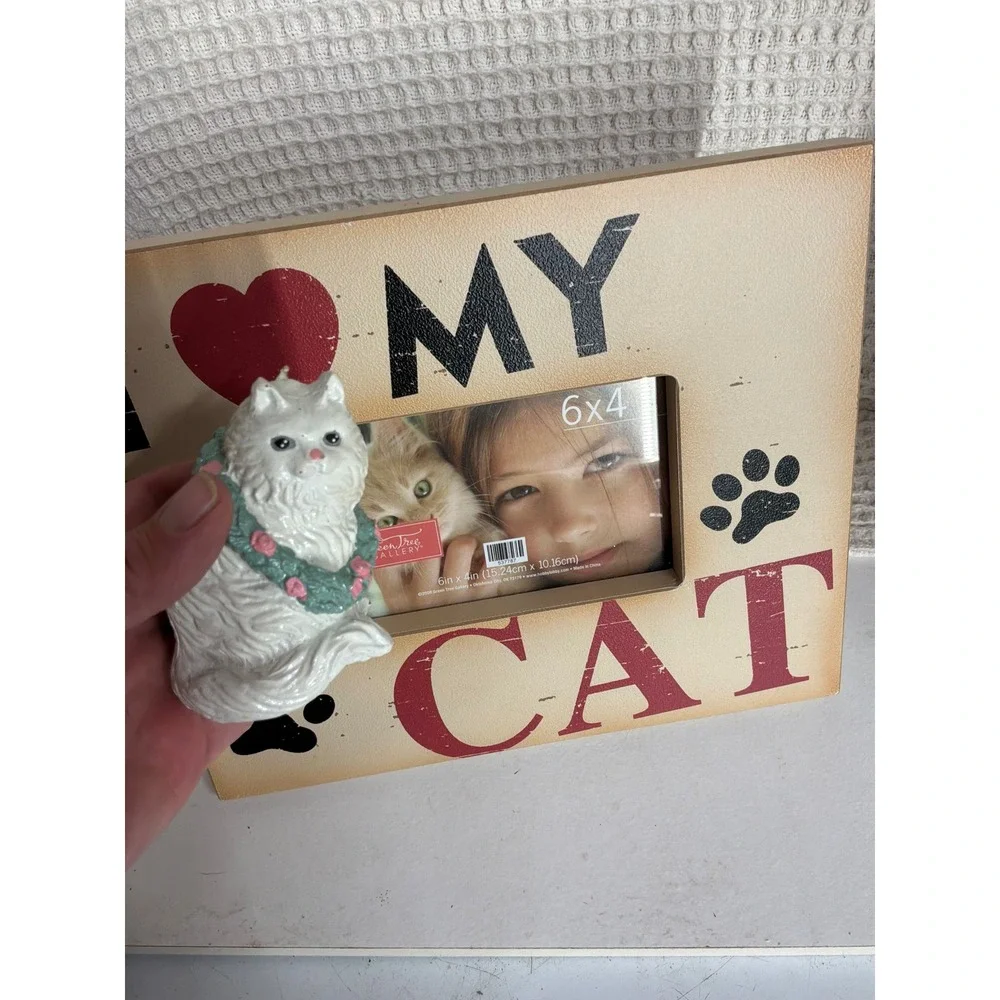 Farmhouse Unisex Green Tree Gallery I Love My Cat Photo Frame 6x4 Cream Red